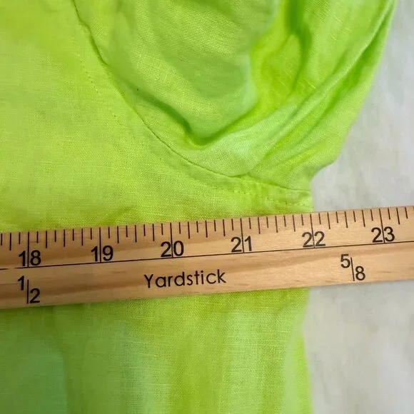 Rafaella Womens 100% Linen L Lime Green Lagenlook V-Neck Tunic Top Beach Summer - Picture 7 of 9